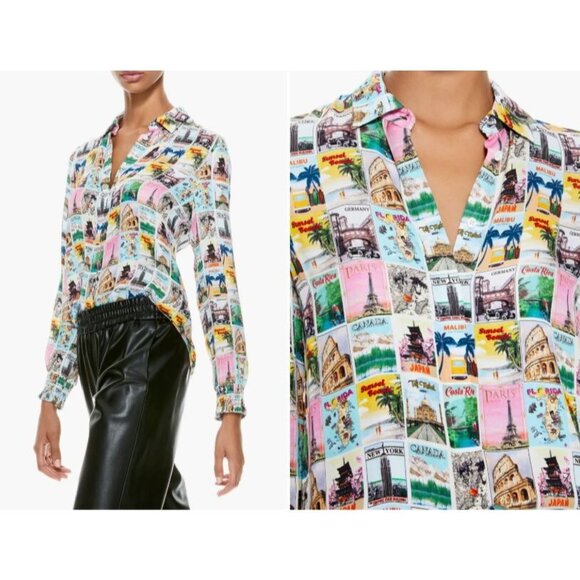 Alice + Olivia Willa Wanderlust Postcard Blouse Small